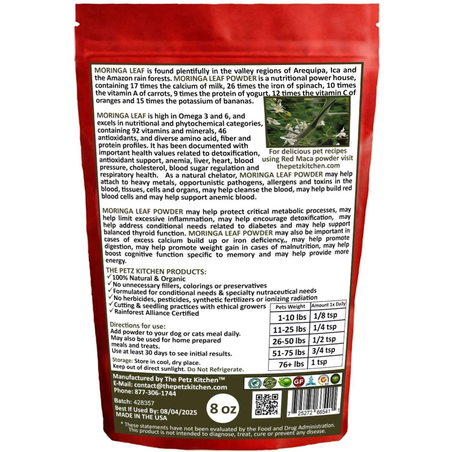 The Petz Kitchen Moringa Leaf Powder Antioxidant Vitamin & Mineral Support Dog & Cat Supplement 2 The Petz Kitchen Moringa Leaf Powder Antioxidant Vitamin & Mineral Support Dog & Cat Supplement - Image 2