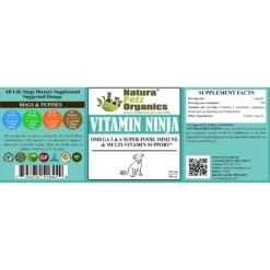 Natura Petz Organics VITAMIN NINJA - OMEGA 3 & 6, Super Food, Immune & Multi-Vitamin Support* Dog Supplement -Pet Wellness 314440 PT2. AC SS1800 V1692035394