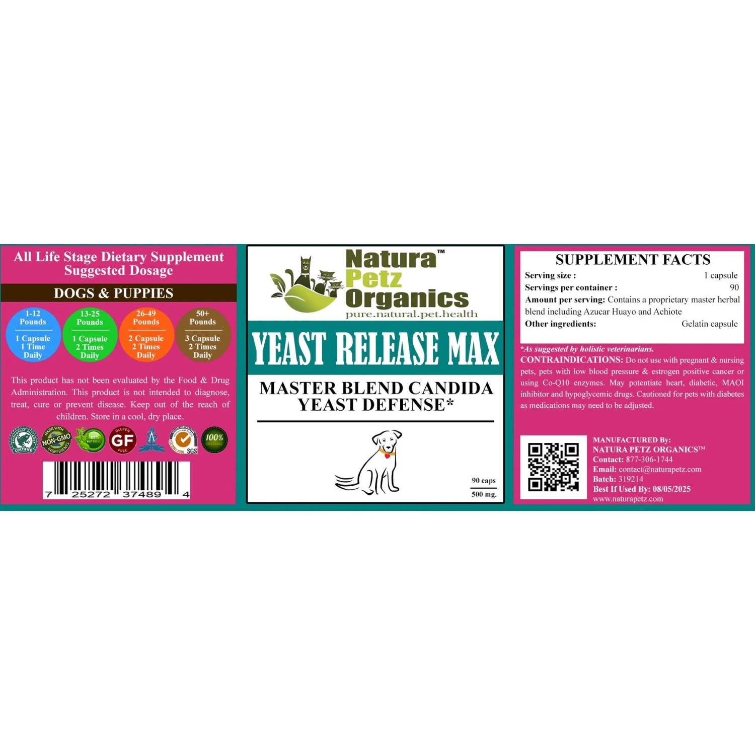 Natura Petz Organics YEAST RELEASE MAX * Master Blend Candida Yeast Defense Support* Dog Supplement 3 Natura Petz Organics YEAST RELEASE MAX * Master Blend Candida Yeast Defense Support* Dog Supplement - Image 3