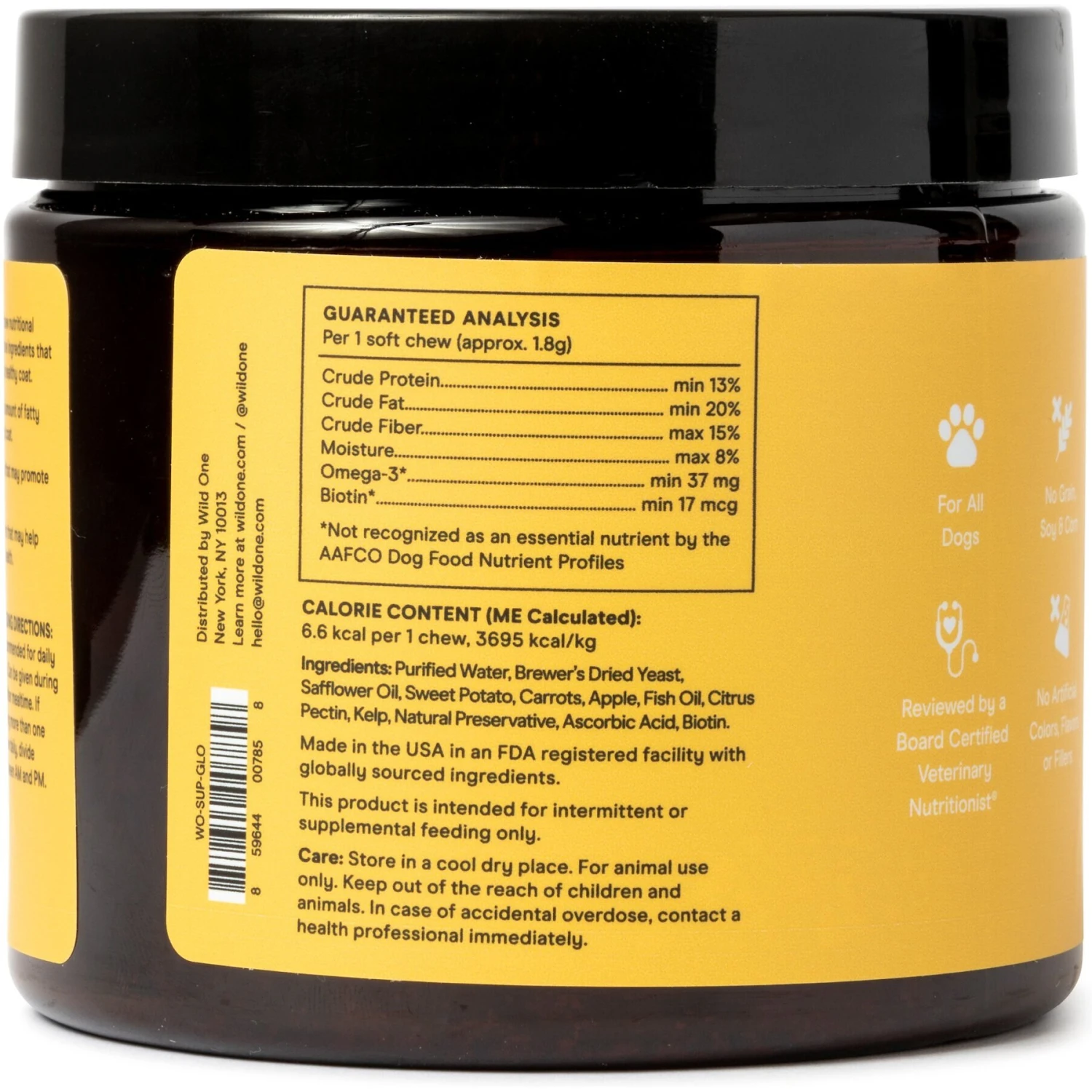 Wild One Glow Skin & Coat Support Soft Chew Dog Supplement, 120 Count 4 Wild One Glow Skin & Coat Support Soft Chew Dog Supplement, 120 Count - Image 4