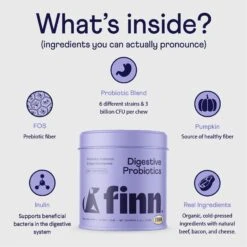 Finn Digestive Prebiotic & Probiotic Supplement For Dogs, 90 Count -Pet Wellness 316732 PT4. AC SS1800 V1686852876