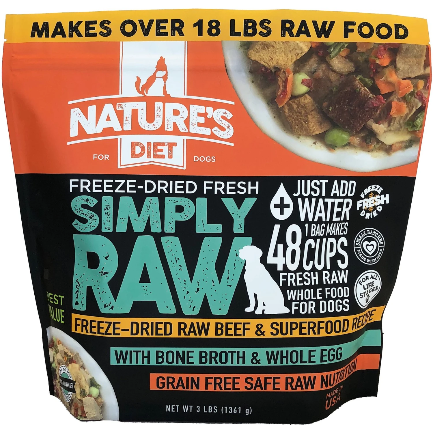 Nature's Diet Fresh Beef Simply Raw Freeze-Dried Dog Food, 3-lb Bag 1 Nature's Diet Fresh Beef Simply Raw Freeze-Dried Dog Food, 3-lb Bag