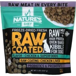 Nature's Diet Raw Coated Kibble Raw Chicken Liver & Bone Broth Coating Freeze-Dried Dog Food, 5-lb Bag