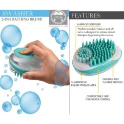 Pet Life Swasher Shampoo Dispensing Massage & Bathing Dog & Cat Brush -Pet Wellness 320087 PT5. AC SS1800 V1633644702