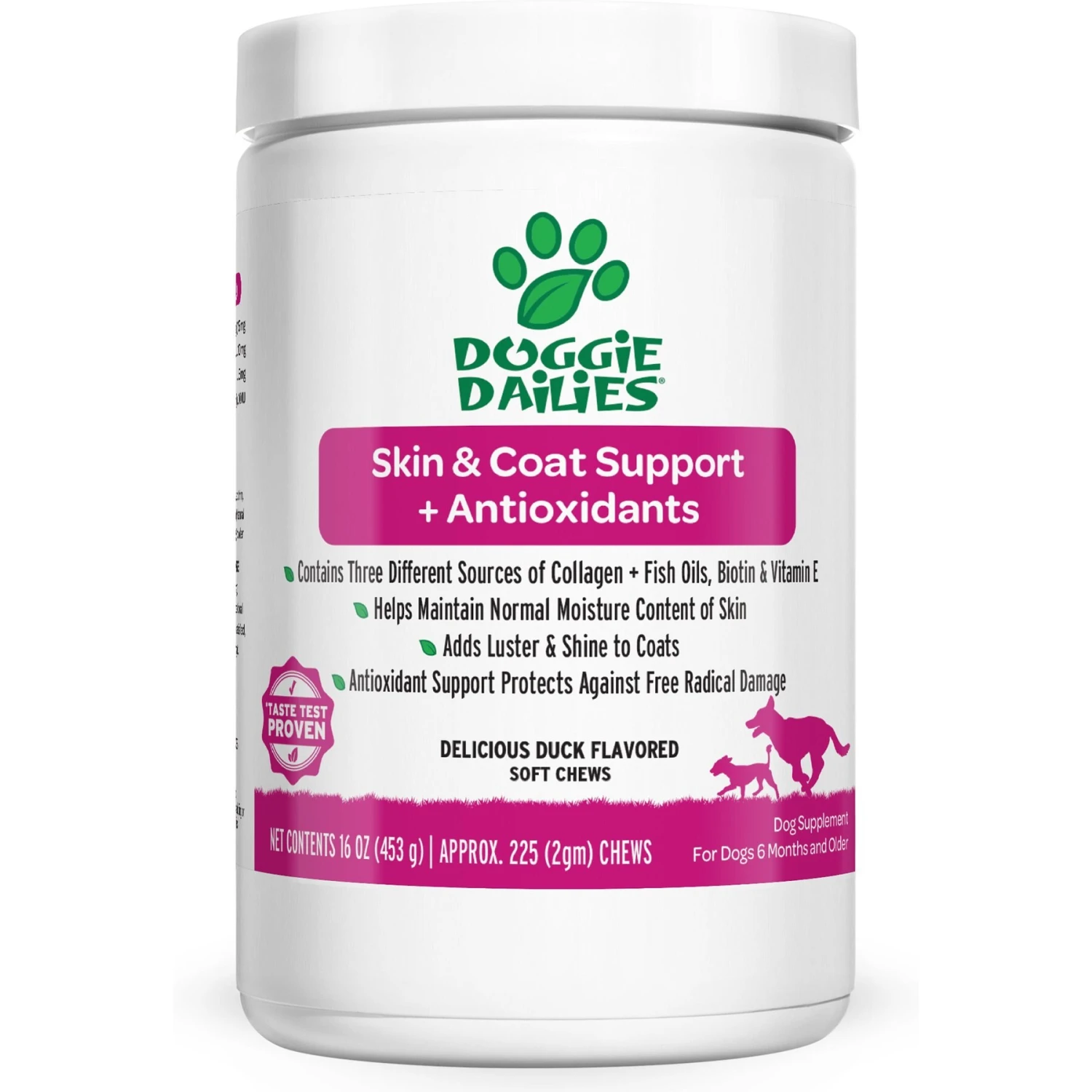 Doggie Dailies Duck Flavored Skin & Coat Dog Supplement 1 Doggie Dailies Duck Flavored Skin & Coat Dog Supplement