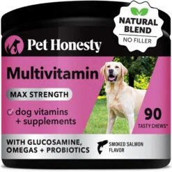 PetHonesty Multi Vitamin Max Strength Smoked Salmon Flavored Soft Chews All-In-One Vitamin Dog Supplement, 90 Count