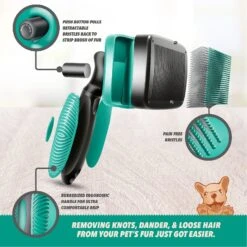 Ruff 'N Ruffus Self-Cleaning Pet Slicker Brush & Nail Clippers, Aqua -Pet Wellness 328853 PT6. AC SS1800 V1633391808
