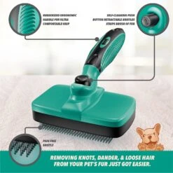 Ruff 'N Ruffus Self-Cleaning Pet Slicker Brush & Nail Clippers, Aqua -Pet Wellness 328853 PT7. AC SS1800 V1633387316