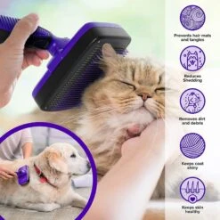 Ruff 'N Ruffus Upgraded Self-Cleaning Pet Slicker Brush & Nail Clippers, Purple -Pet Wellness 328855 PT3. AC SS1800 V1678997168