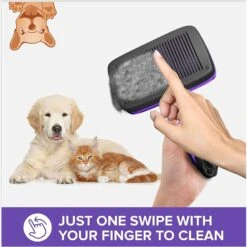 Ruff 'N Ruffus Upgraded Self-Cleaning Pet Slicker Brush & Nail Clippers, Purple -Pet Wellness 328855 PT4. AC SS1800 V1679071282