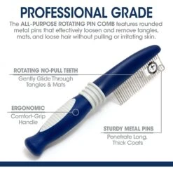 Four Paws Magic Coat Professional Series Rotating Pin Dog Comb, Blue -Pet Wellness 329426 PT3. AC SS1800 V1634680063