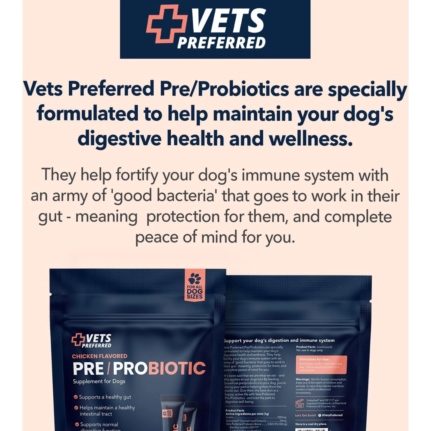 Vets Preferred Pre/Probiotic Chicken Flavored Powder Digestive Supplement For Dogs, 30 Count 2 Vets Preferred Pre/Probiotic Chicken Flavored Powder Digestive Supplement For Dogs, 30 Count - Image 2
