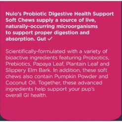 Nulo Probiotic Beef Flavored Soft Chews Digestive Supplement For Dogs, 90 Count -Pet Wellness 331266 PT6. AC SS1800 V1638466644