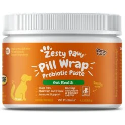 Zesty Paws Pill Wrap Probiotic Paste Bacon Flavored Digestive Supplement For Dogs