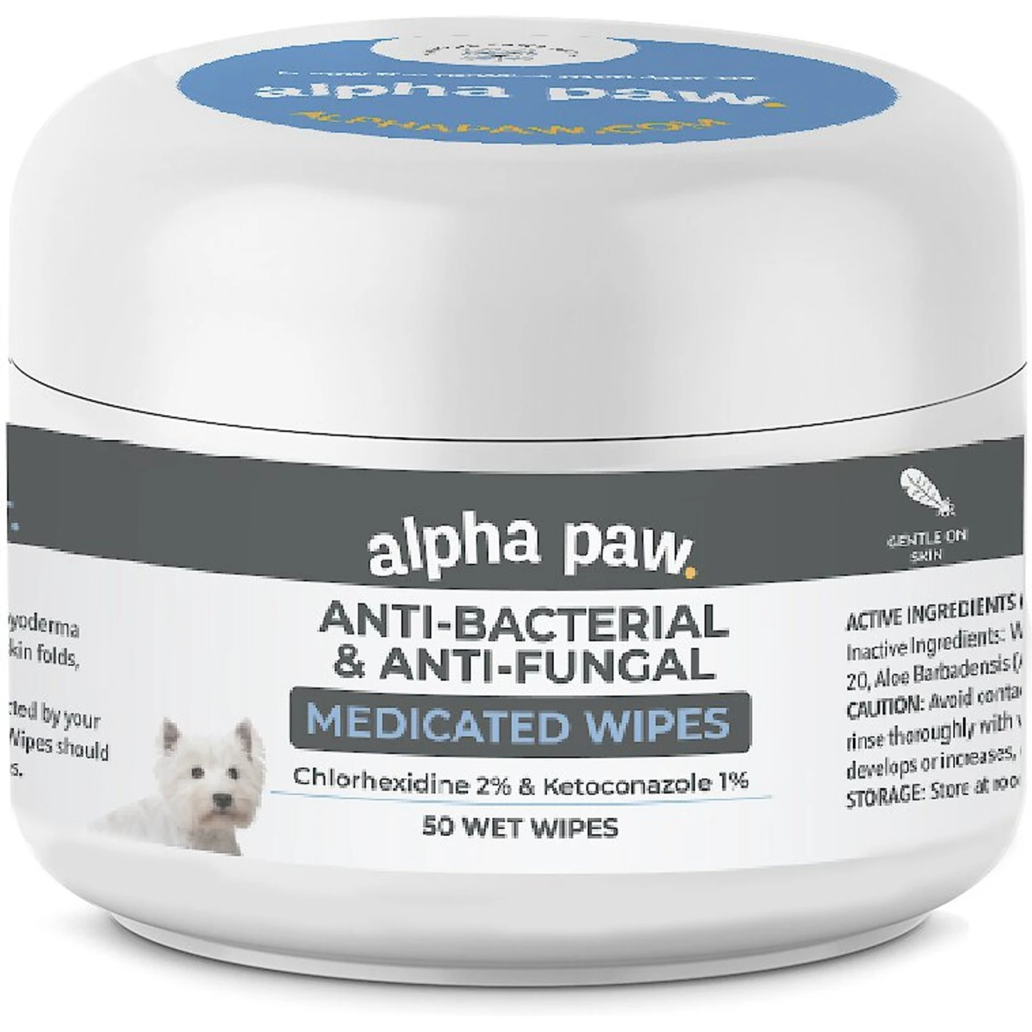 Alpha Paw Antibacterial & Antifungal Medicated Dog & Cat Wipes, 50 Count 1 Alpha Paw Antibacterial & Antifungal Medicated Dog & Cat Wipes, 50 Count