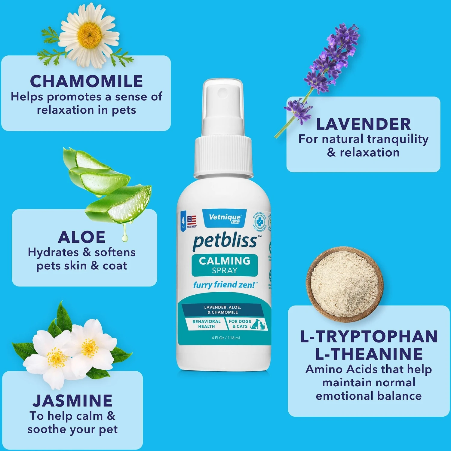 Vetnique Labs Petbliss Dog & Cat Calming Spray, 4-oz Bottle 5 Vetnique Labs Petbliss Dog & Cat Calming Spray, 4-oz Bottle - Image 5