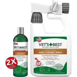 Vet's Best Advanced Strength Flea & Tick Dog Shampoo & Vet's Best Flea + Tick Yard & Kennel Spray For Dogs