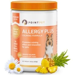 PointPet Allergy Plus Calming Smoked Salmon Flavored Seasonal Allergy Support Soft Chew Dog Supplement, 120 Count