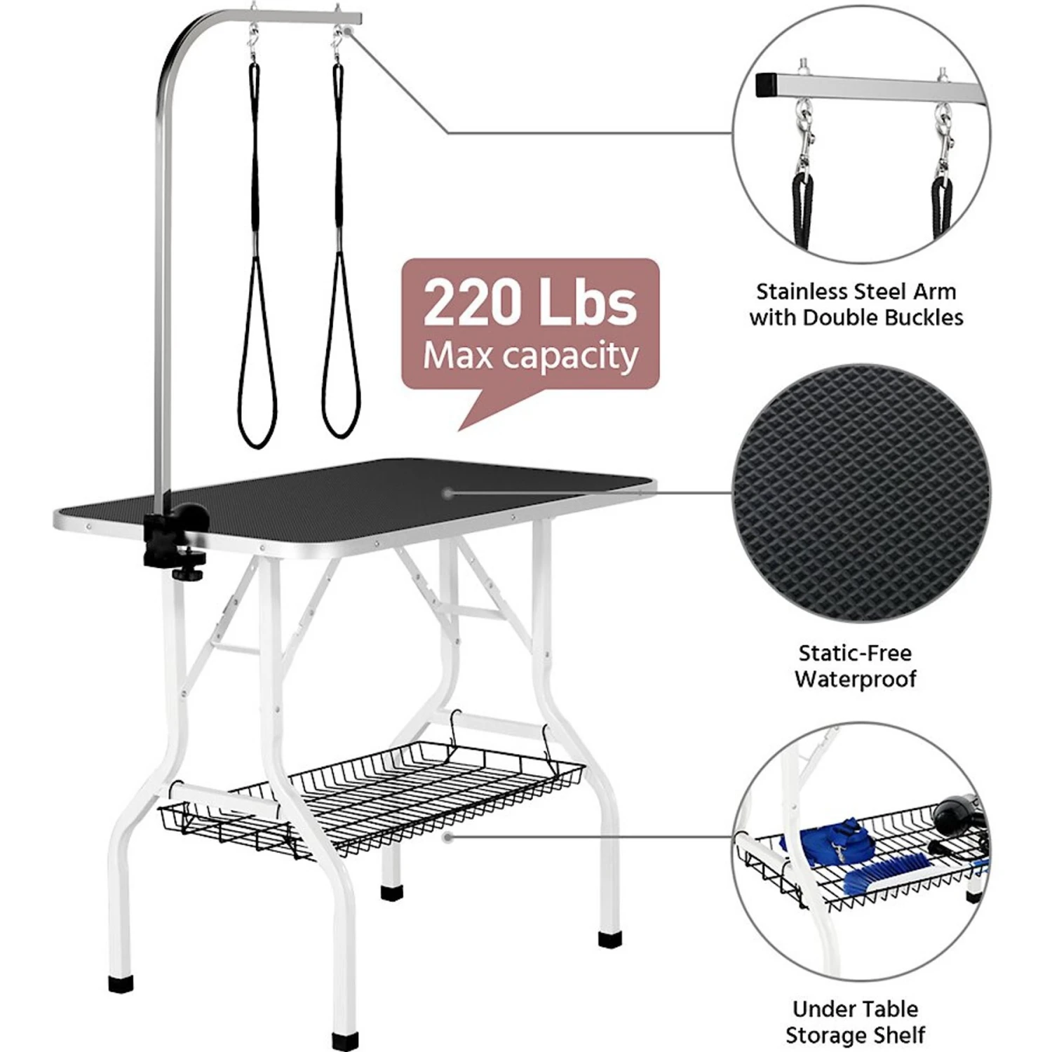 Yaheetech Folding Dog & Cat Grooming Table, Black 4 Yaheetech Folding Dog & Cat Grooming Table, Black - Image 4