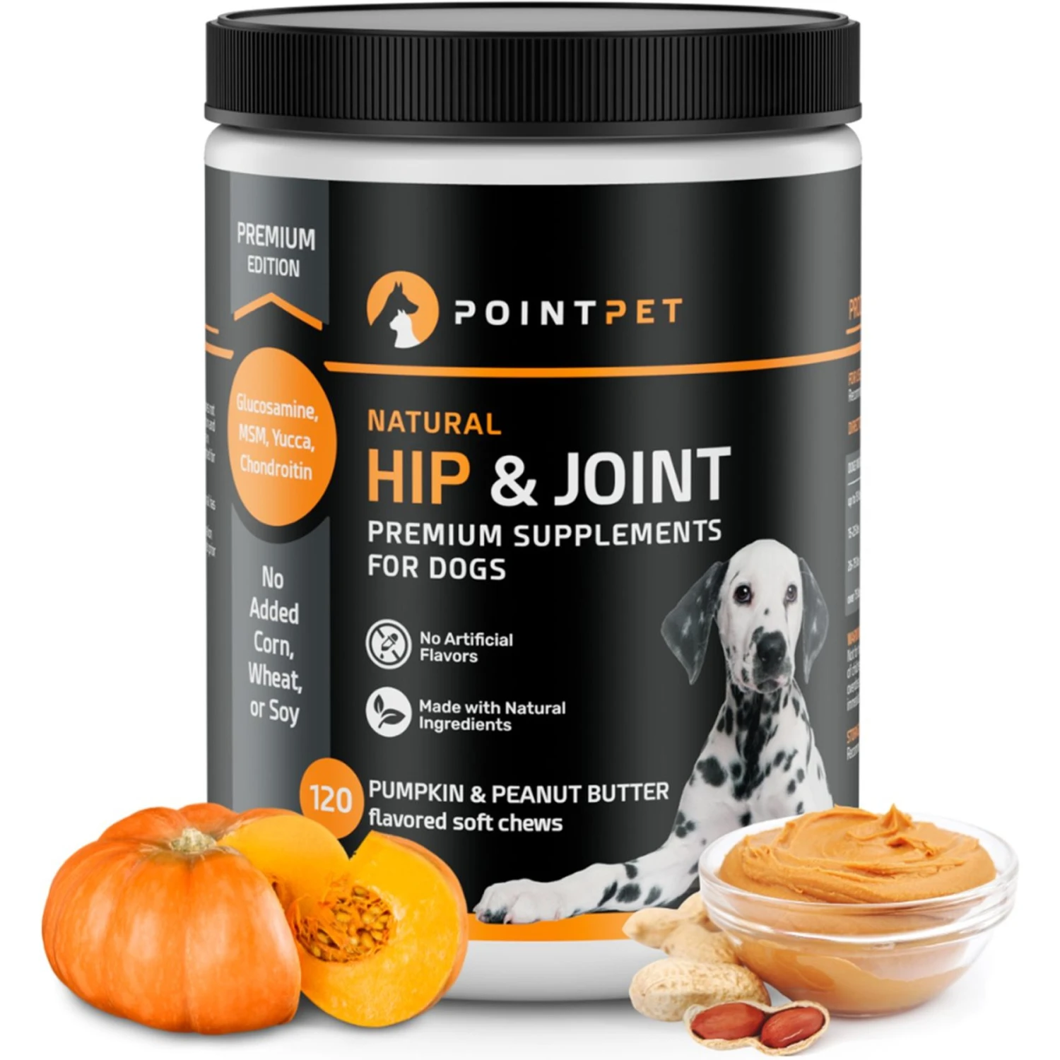 PointPet Glucosamine Peanut Butter & Pumpkin Flavored Hip & Joint Support Soft Chews Dog Supplement, 120 Count 1 PointPet Glucosamine Peanut Butter & Pumpkin Flavored Hip & Joint Support Soft Chews Dog Supplement, 120 Count