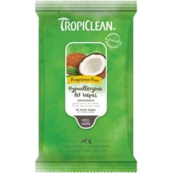 TropiClean Hypoallergenic Deodorizing Dog Wipes, 20 Count