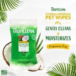 TropiClean Hypoallergenic Deodorizing Dog Wipes, 20 Count -Pet Wellness 347451 PT2. AC SS1800 V1683063665