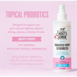 Skout's Honor Happy Puppy Probiotic Daily Use Cat & Dog Deodorizing Spray, 8-oz Bottle -Pet Wellness 347807 PT3. AC SS1800 V1645572418