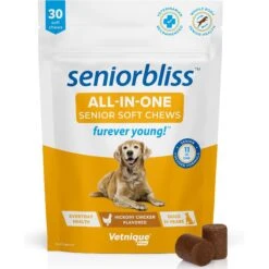 Vetnique Labs Seniorbliss Daily All-In-One Glucosamine & Probiotic Senior Hickory Chicken Soft Chews Senior Dog Supplement