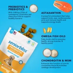 Vetnique Labs Seniorbliss Dog Probiotic Supplement Hickory Chicken & Bacon Soft Chews Digestive Supplement For Senior Dogs -Pet Wellness 349082 PT4. AC SS1800 V1644907606