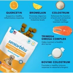 Vetnique Labs Seniorbliss Seasonal Allergy & Itch Salmon Flavored Fish Oil Soft Chews Allergy Supplement For Senior Dogs 13 Vetnique Labs Seniorbliss Seasonal Allergy & Itch Salmon Flavored Fish Oil Soft Chews Allergy Supplement For Senior Dogs -Pet Wellness 349085 PT5. AC SS1800 V1644917205