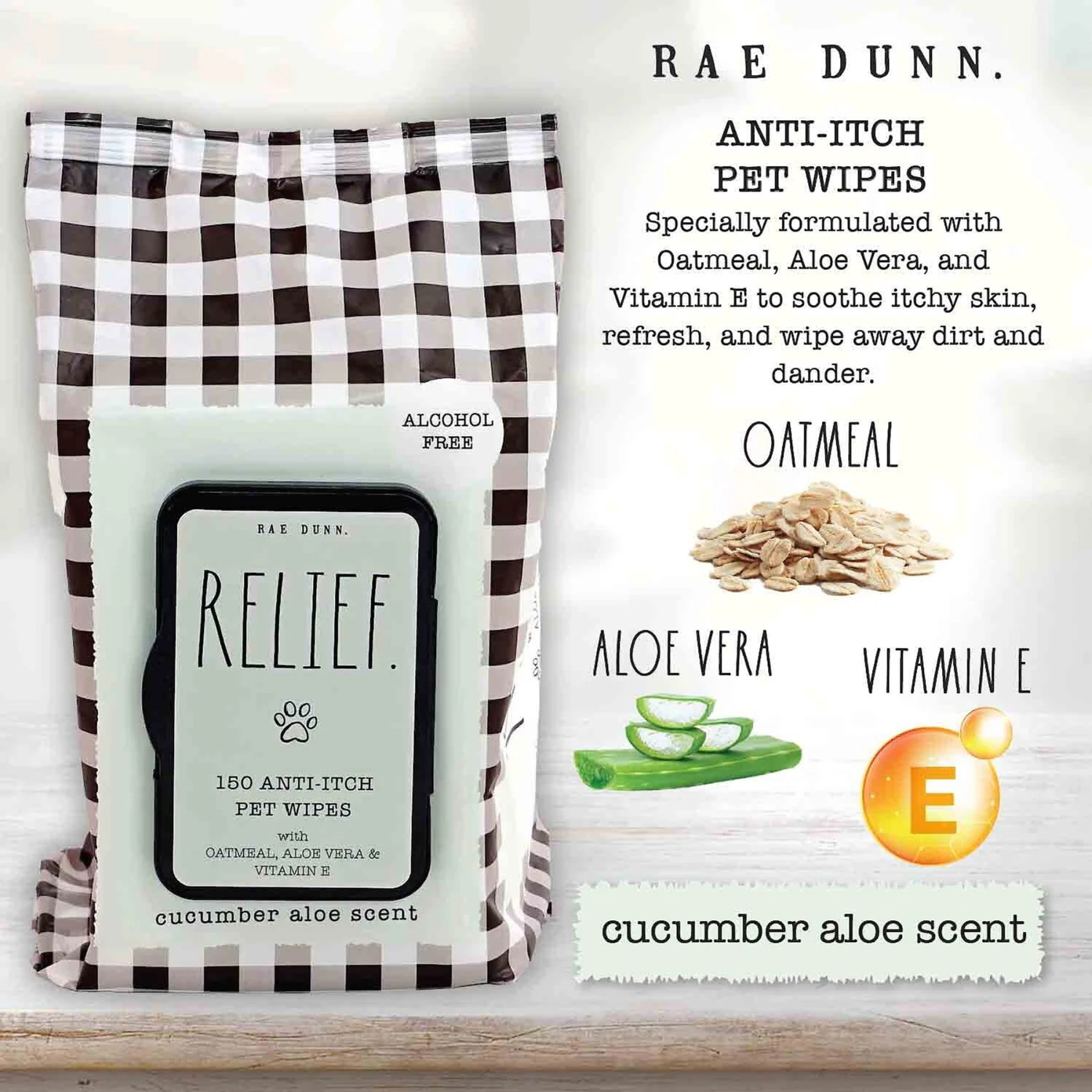 Rae Dunn RELIEF. Anti-Itch Dog Wipes, 150 Count, 2 Pack 3 Rae Dunn RELIEF. Anti-Itch Dog Wipes, 150 Count, 2 Pack - Image 3