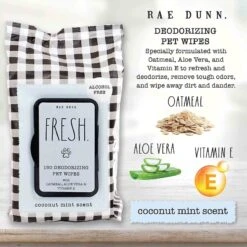 Rae Dunn FRESH. Deodorizing Dog Wipes -Pet Wellness 349307 PT2. AC SS1800 V1642461105