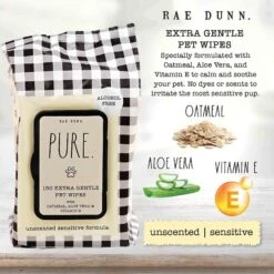 Rae Dunn PURE. Unscented Dog Wipes, 150 Count, 2 Pack -Pet Wellness 349311 PT2. AC SS1800 V1642460214