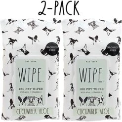 Rae Dunn WIPE. Aloe & Vitamin E Cucumber Aloe Scent Dog Wipes, 150 Count, 2 Pack