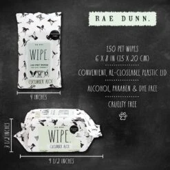 Rae Dunn WIPE. Aloe & Vitamin E Cucumber Aloe Scent Dog Wipes, 150 Count, 2 Pack 11 Rae Dunn WIPE. Aloe & Vitamin E Cucumber Aloe Scent Dog Wipes, 150 Count, 2 Pack -Pet Wellness 349319 PT3. AC SS1800 V1642461685