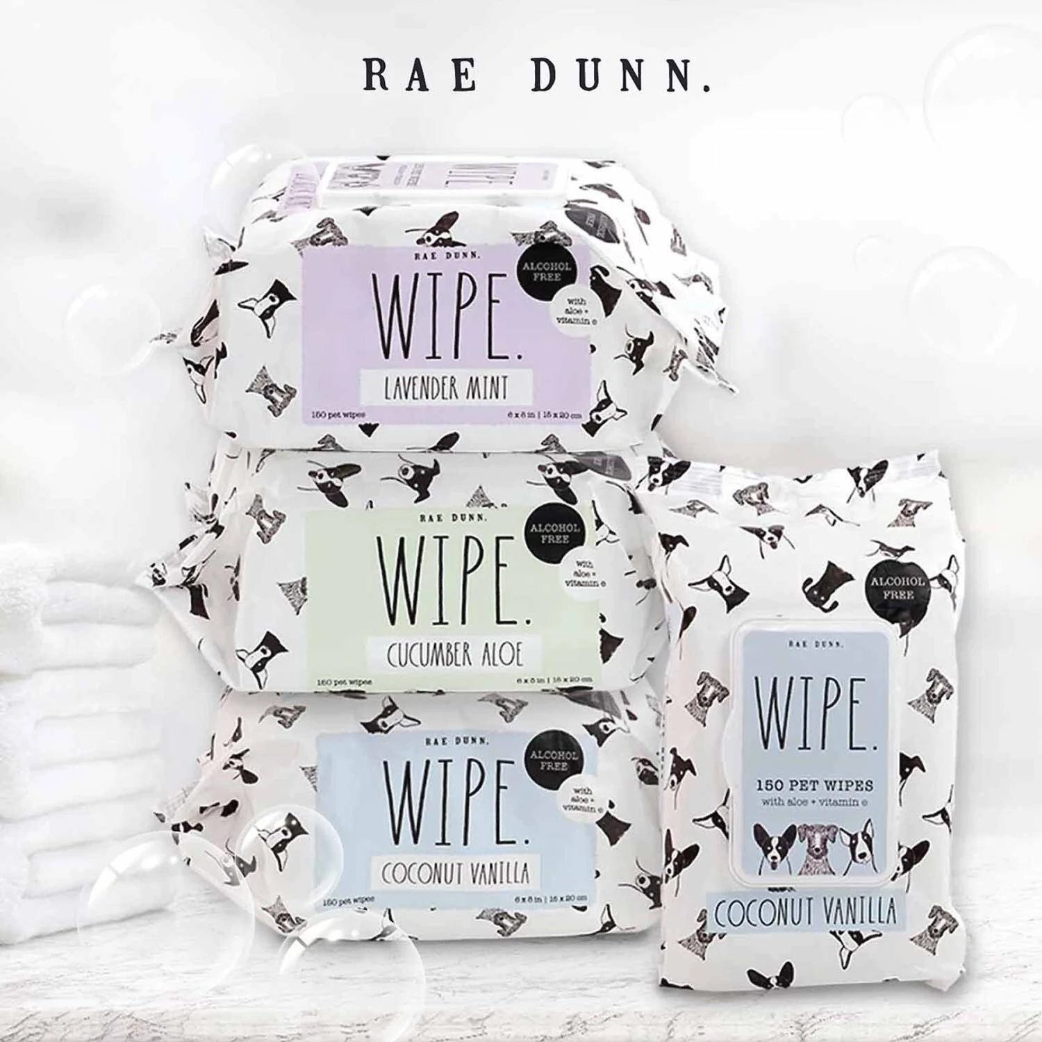 Rae Dunn WIPE. Aloe & Vitamin E Cucumber Aloe Scent Dog Wipes, 150 Count, 2 Pack 7 Rae Dunn WIPE. Aloe & Vitamin E Cucumber Aloe Scent Dog Wipes, 150 Count, 2 Pack - Image 7
