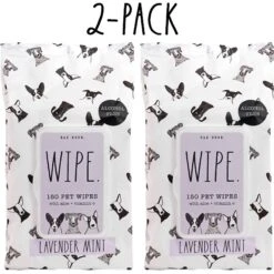 Rae Dunn WIPE. Aloe & Vitamin E Lavender Mint Scent Dog Wipes, 150 Count, 2 Pack