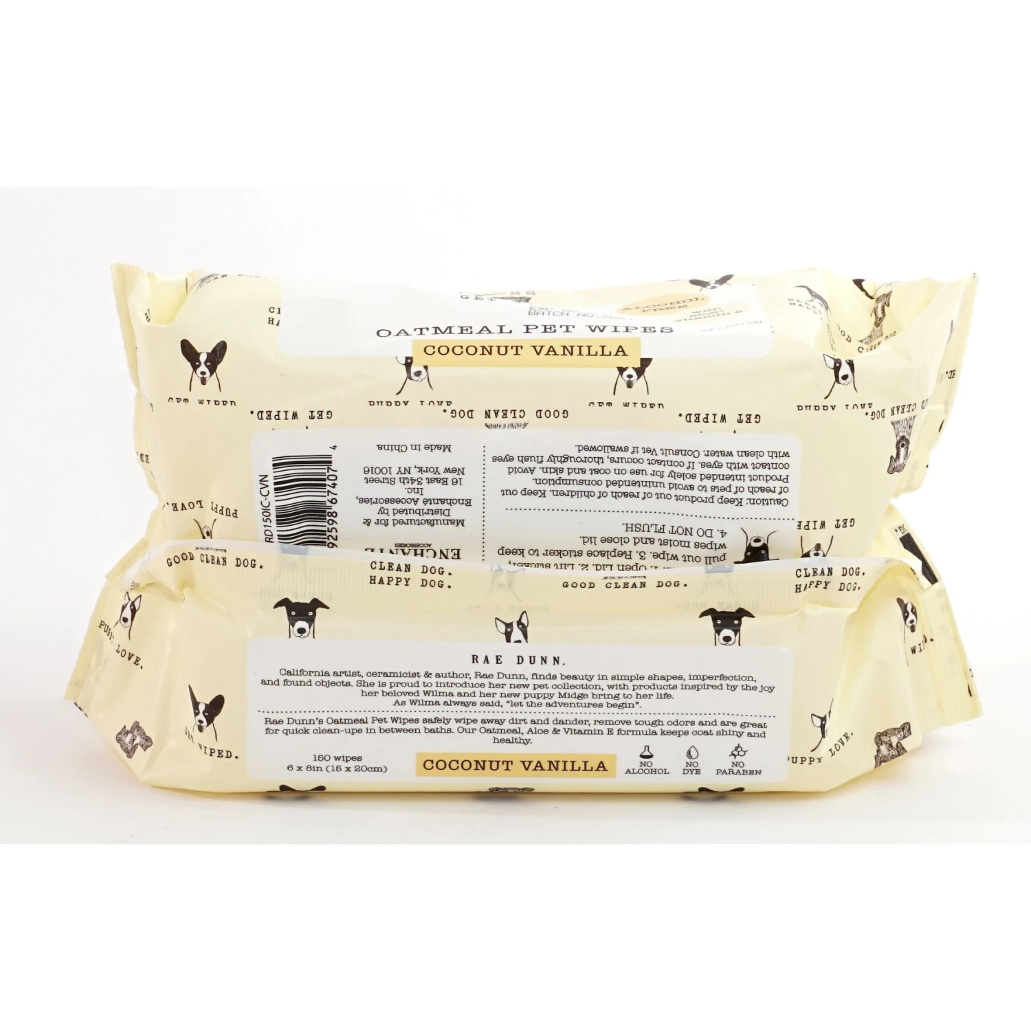 Rae Dunn Get Wiped. Dog Wipes, 150 Count, 2 Pack 2 Rae Dunn Get Wiped. Dog Wipes, 150 Count, 2 Pack - Image 2