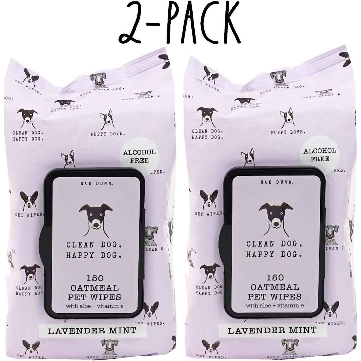 Rae Dunn Clean Dog. Happy Dog. Dog Wipes, 150 Count, 2 Pack 1 Rae Dunn Clean Dog. Happy Dog. Dog Wipes, 150 Count, 2 Pack