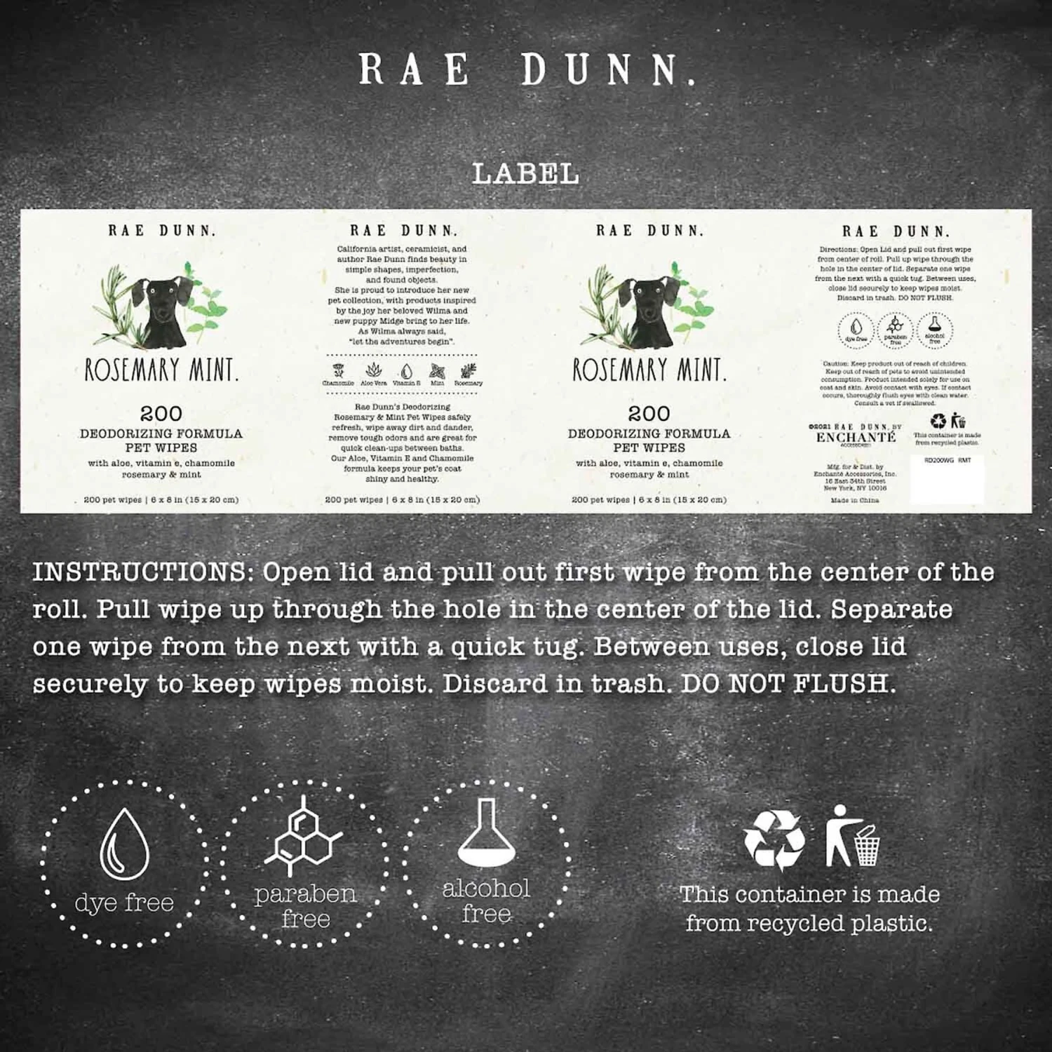 Rae Dunn Deodorizing Formula Cannister Dog Wipes, 200 Count, 2 Pack 2 Rae Dunn Deodorizing Formula Cannister Dog Wipes, 200 Count, 2 Pack - Image 2