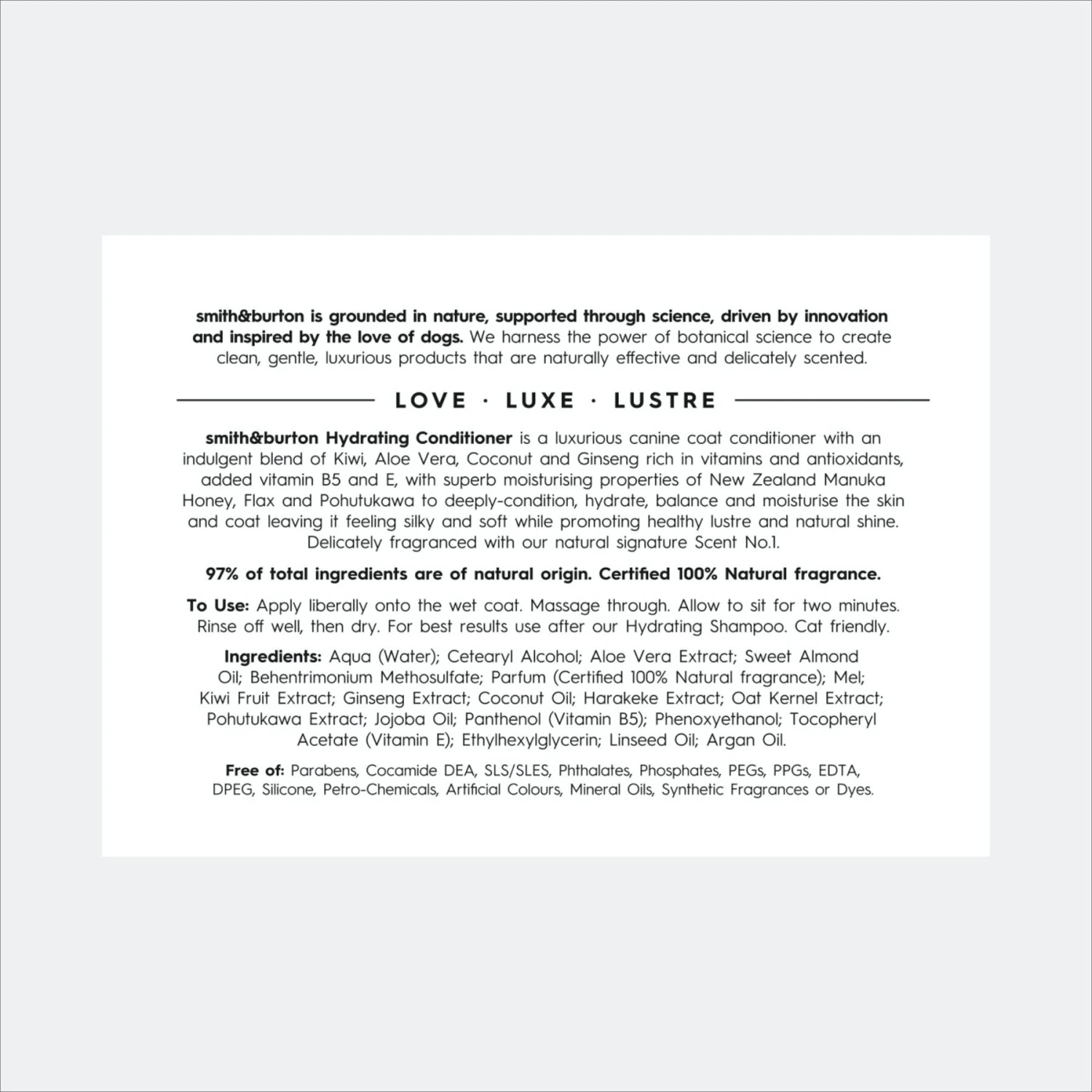 Smith&burton Hydrating Dog & Cat Conditioner, Scent No.1 8 Smith&burton Hydrating Dog & Cat Conditioner, Scent No.1 - Image 8