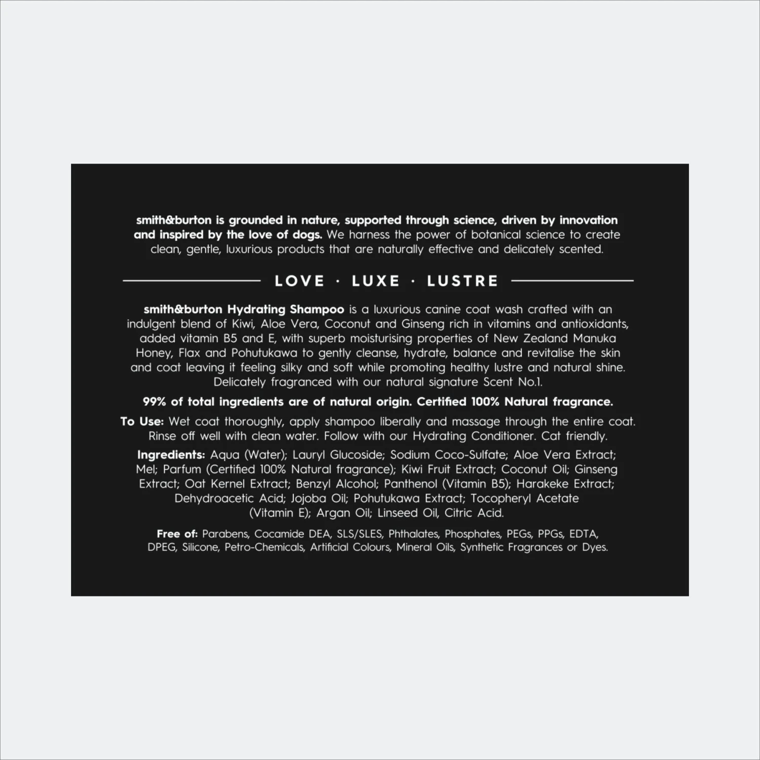 Smith&burton Hydrating Dog & Cat Shampoo, Scent No.1 8 Smith&burton Hydrating Dog & Cat Shampoo, Scent No.1 - Image 8