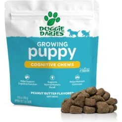 Doggie Dailies Cognitive Puppy Chews Vitamins With DHA, Selenium, Organic Ashwagandha & Antioxidants To Support Brain Health, Nervous System Function & Promote Calmness