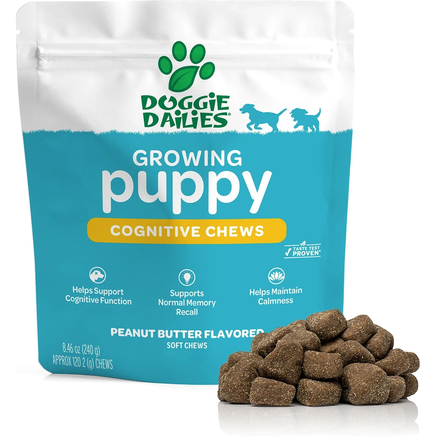 Doggie Dailies Cognitive Puppy Chews Vitamins With DHA, Selenium, Organic Ashwagandha & Antioxidants To Support Brain Health, Nervous System Function & Promote Calmness 1 Doggie Dailies Cognitive Puppy Chews Vitamins With DHA, Selenium, Organic Ashwagandha & Antioxidants To Support Brain Health, Nervous System Function & Promote Calmness