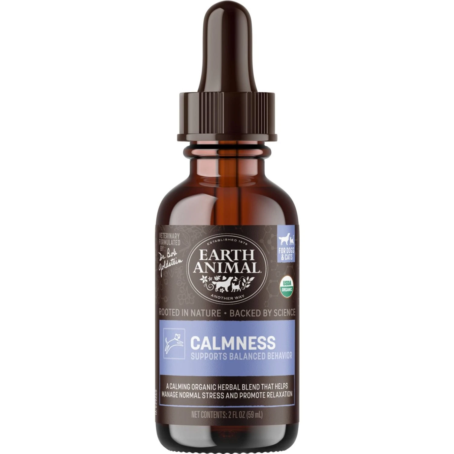 Earth Animal Natural Remedies Calmness Liquid Homeopathic Calming Supplement For Dogs & Cats, 2-oz Bottle 1 Earth Animal Natural Remedies Calmness Liquid Homeopathic Calming Supplement For Dogs & Cats, 2-oz Bottle