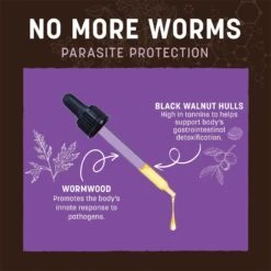 Earth Animal Natural Remedies No More Worms Liquid Homeopathic Digestive Supplement For Dogs & Cats, 2-oz Bottle -Pet Wellness 356258 PT4. AC SS1800 V1646871209