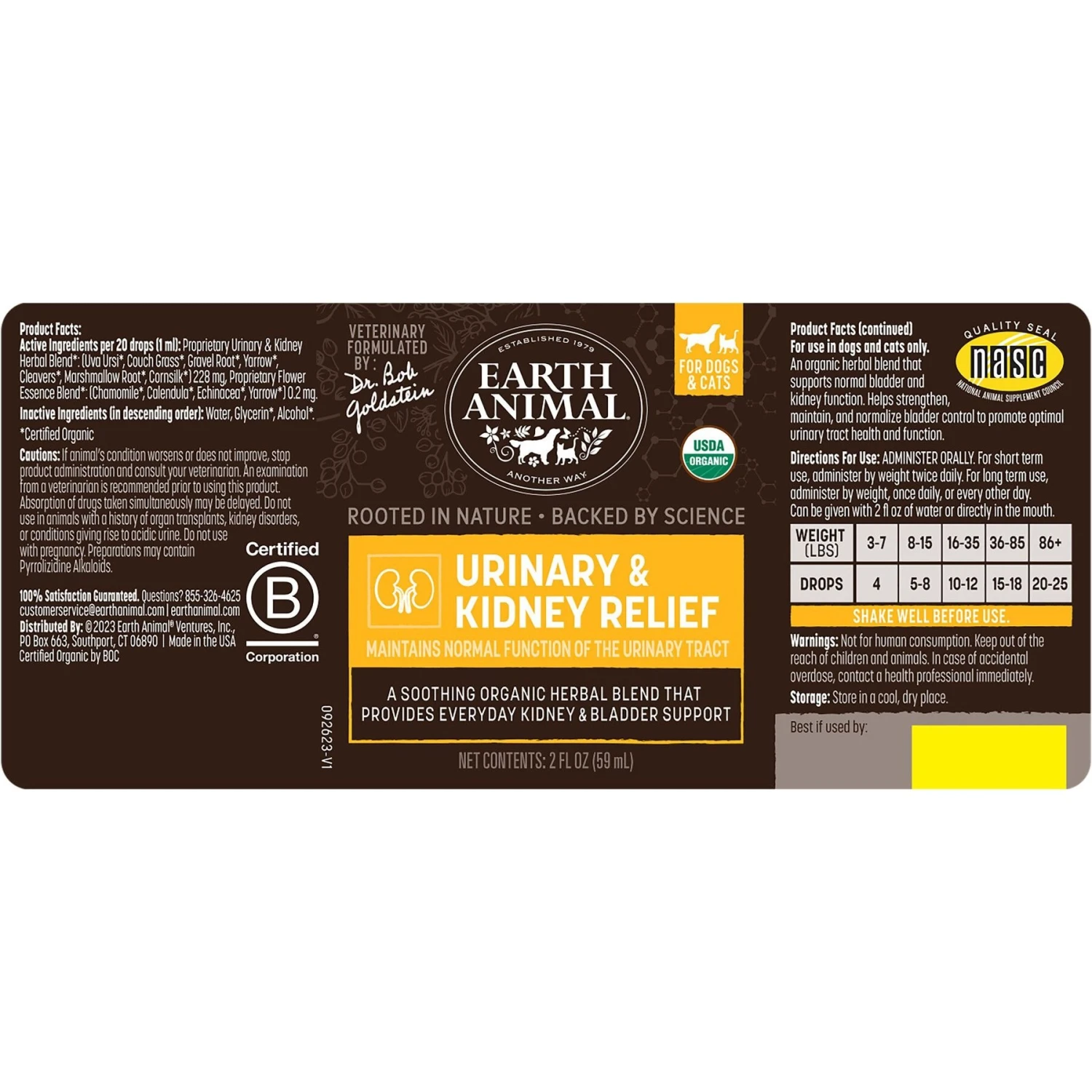 Earth Animal Natural Remedies Urinary & Kidney Relief Liquid Homeopathic Supplement For Dogs & Cats, 2-oz Bottle 3 Earth Animal Natural Remedies Urinary & Kidney Relief Liquid Homeopathic Supplement For Dogs & Cats, 2-oz Bottle - Image 3