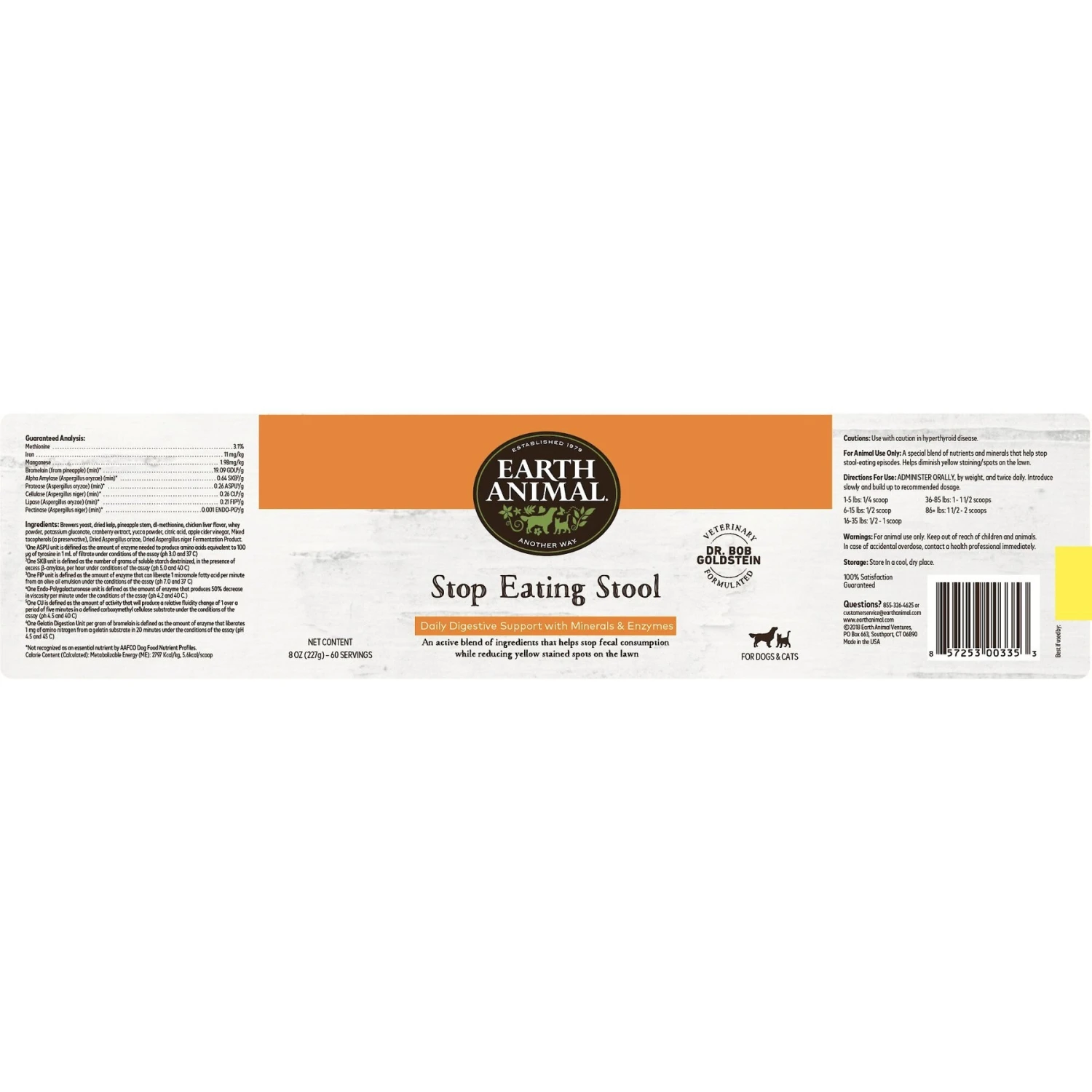 Earth Animal Stop Eating Stool Powder Coprophagia & Digestive Nutritional Supplement For Dogs & Cats, 8-oz Container 2 Earth Animal Stop Eating Stool Powder Coprophagia & Digestive Nutritional Supplement For Dogs & Cats, 8-oz Container - Image 2