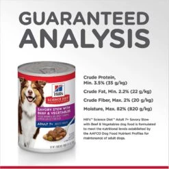 Hill's Science Diet Adult 7+ Savory Stew With Beef & Vegetables Canned Dog Food -Pet Wellness 356897 PT4. AC SS1800 V1640904423