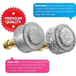 LuckyTail Quality Extra Grinding Heads Soft & Hard Steel Dog & Cat Grooming Tool -Pet Wellness 357070 PT3. AC SS1800 V1640879821